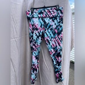 Active USA Pink and Blue Leggings with Artistic Pattern